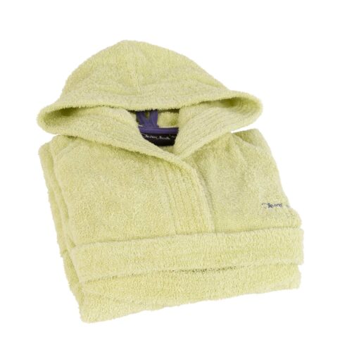 Kinderbadjas + kap + tas groen 6/8 jaar